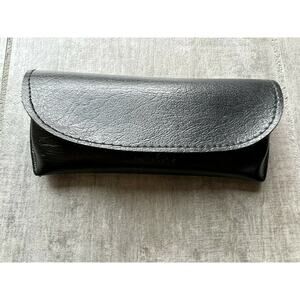 Black Faux Leather Eyeglass Sunglass Case Semi Hard Protective Interior